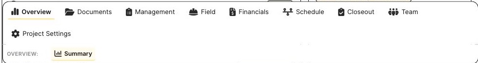 Project field tab navigation