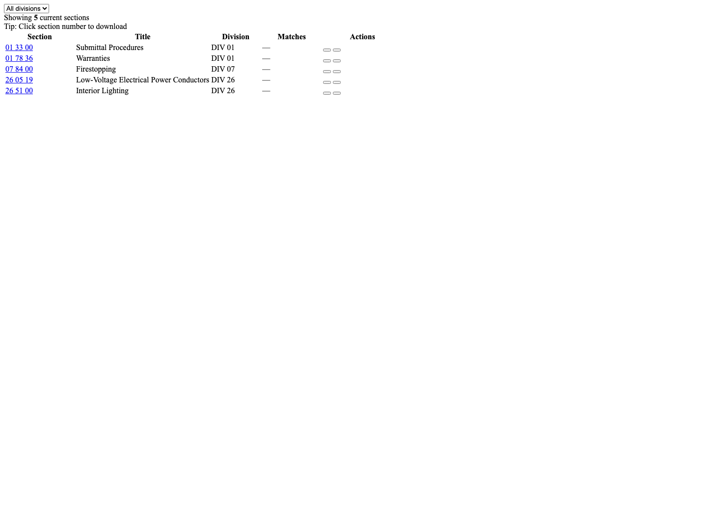 Project specification log