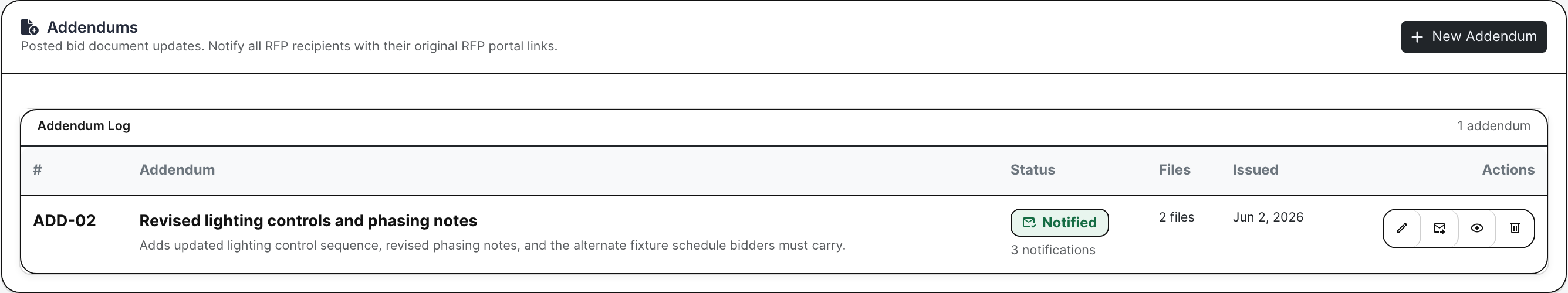 Estimate addendum workflow