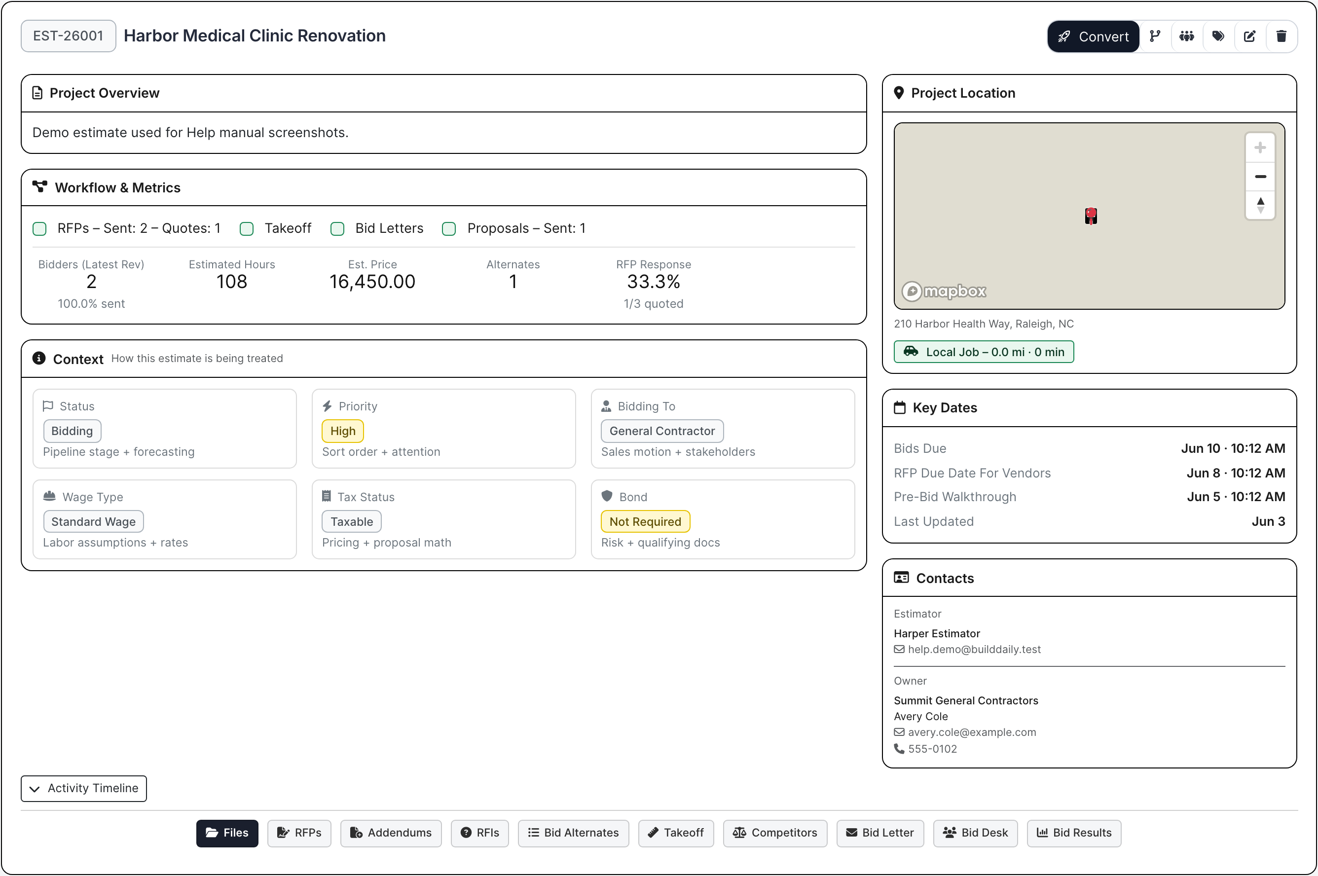 BuildDaily estimate work page