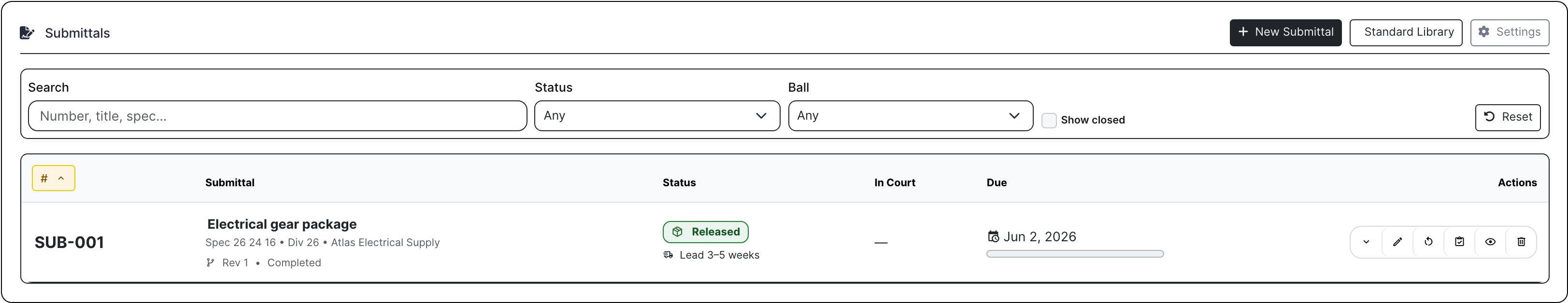 BuildDaily project submittal workflow with register and review state
