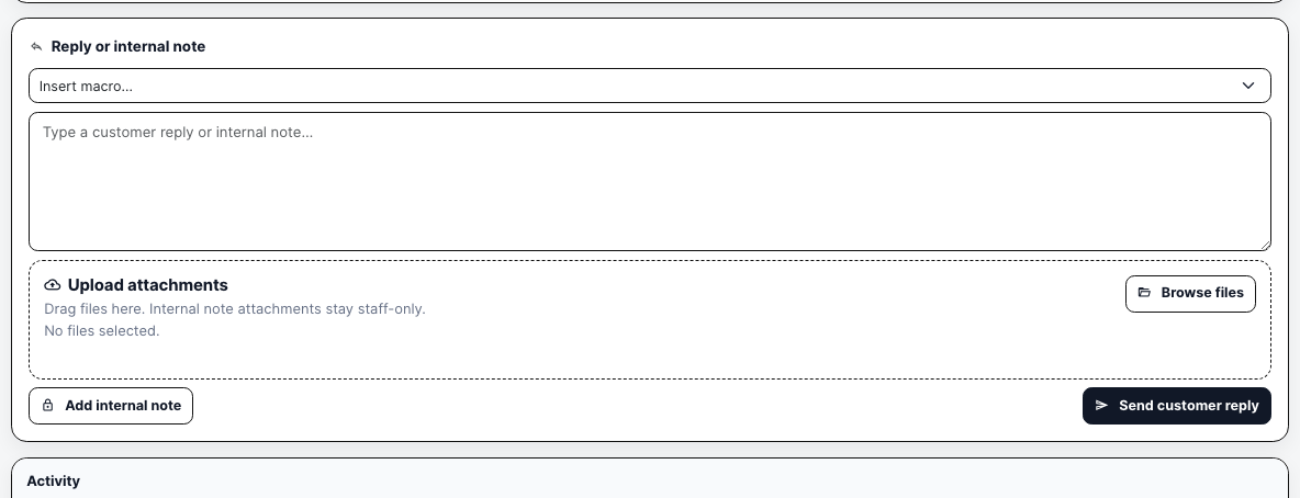 Support reply controls